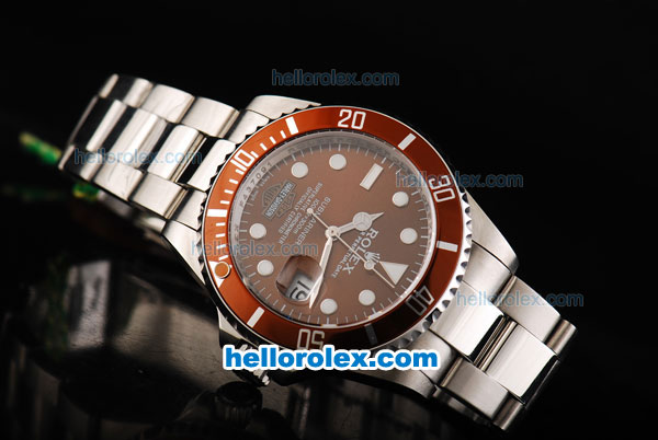 Rolex Submariner Swiss ETA 2836 Automatic Movement Full Steel with Brown Dial and Brown Bezel - Click Image to Close
